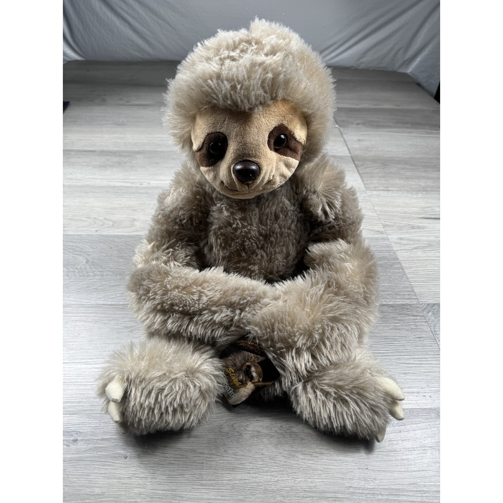 Fiesta Cuddle Sloth Plush 3 toed long hanging arms Snuggle Buddy 20" Gray Brown